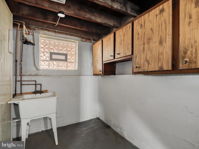 basement featuring sink