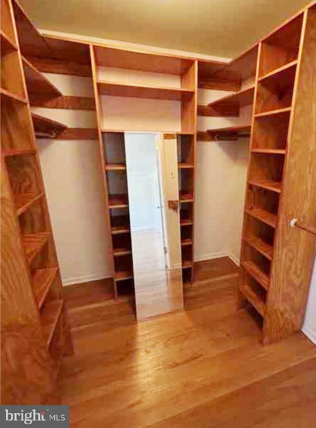 walk in closet featuring hardwood / wood-style floors