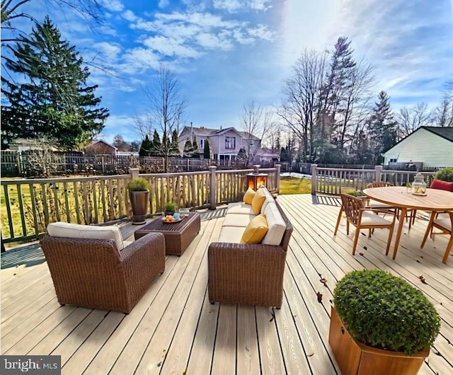 deck featuring an outdoor living space