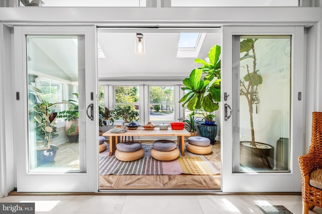 doorway with a skylight