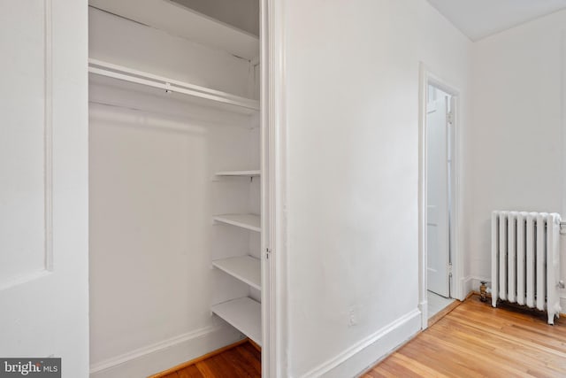 closet with radiator heating unit