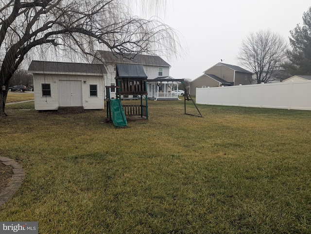 view of yard featuring a playground and a gazebo