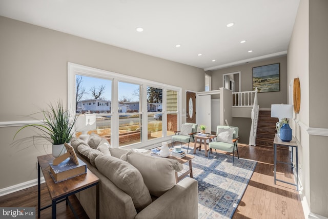 living room featuring hardwood / wood-style flooring