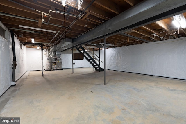 unfinished basement with heating unit