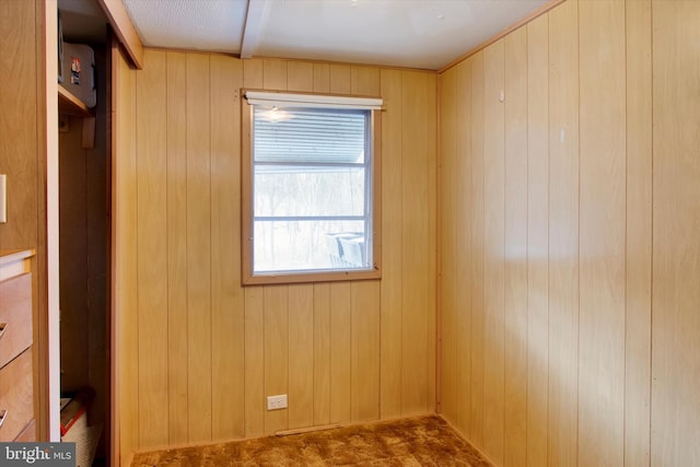 empty room with wooden walls