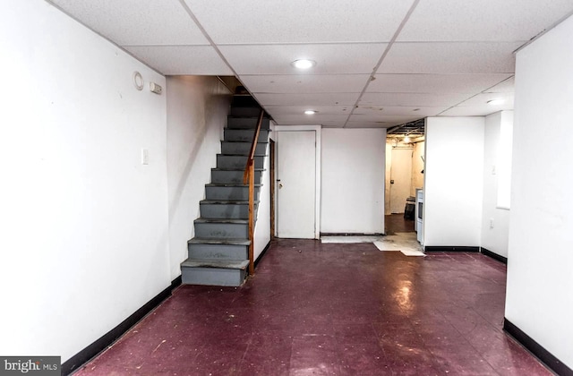 basement with a drop ceiling