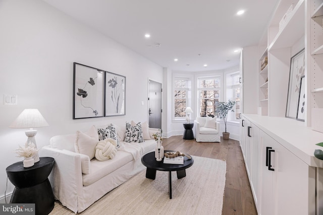 living room with light wood-type flooring