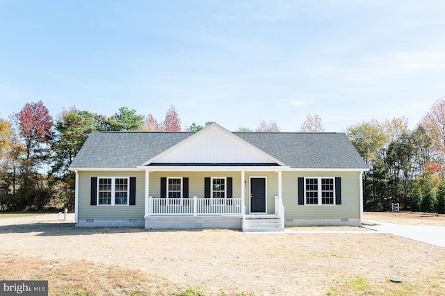 view of front facade featuring covered porch