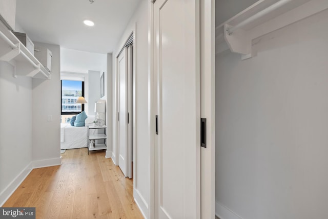 hall featuring light wood-type flooring