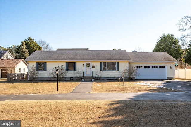 single story home with a garage