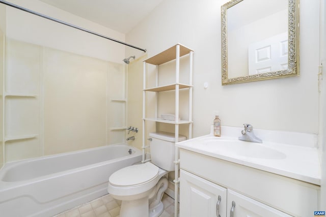 full bathroom with vanity, toilet, and tub / shower combination