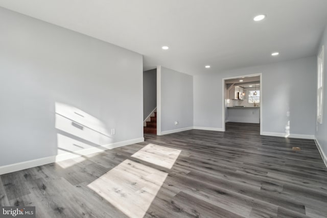 unfurnished living room featuring dark hardwood / wood-style floors