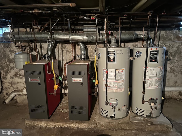 utility room featuring gas water heater