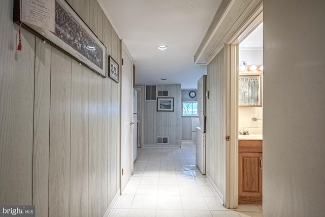 hallway with sink