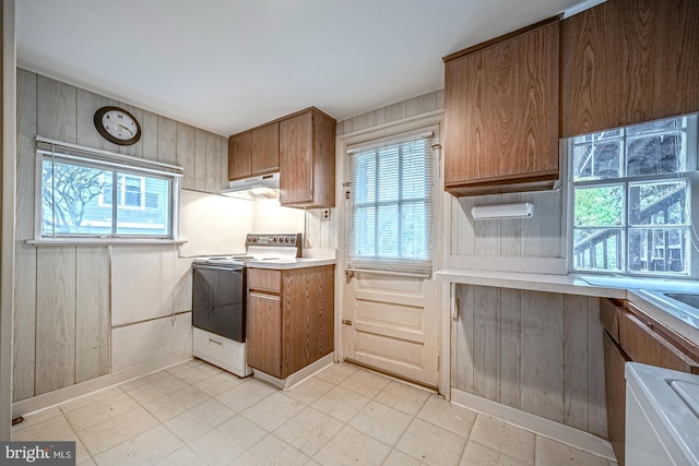 kitchen featuring white electric range