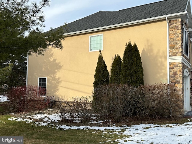 view of snow covered exterior