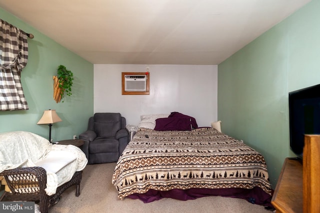 carpeted bedroom with a wall mounted air conditioner