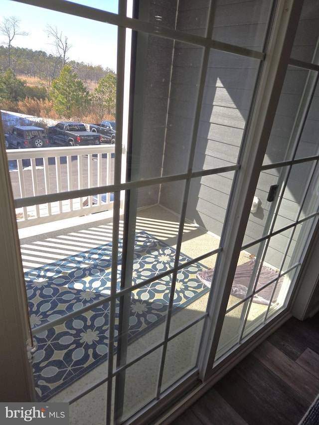 entryway with wood-type flooring