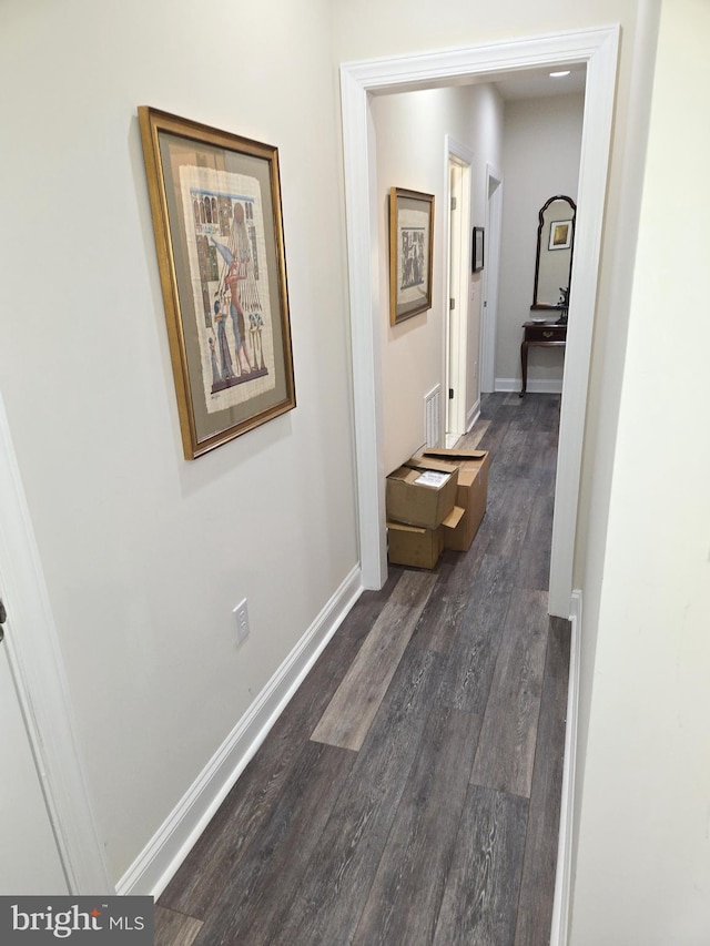 hall featuring dark hardwood / wood-style flooring