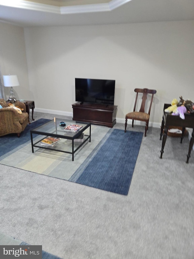 living room featuring light colored carpet