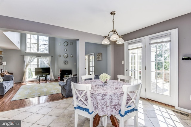 view of tiled dining area