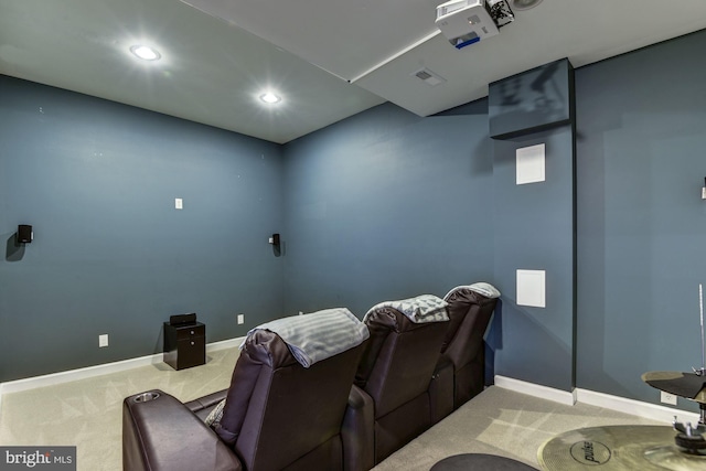 view of carpeted home theater