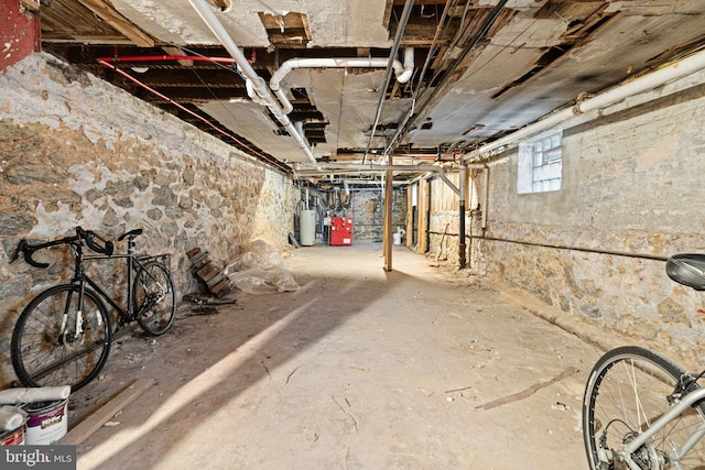 basement with water heater