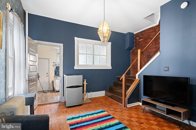 playroom featuring parquet floors