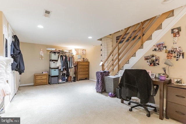 view of carpeted office space