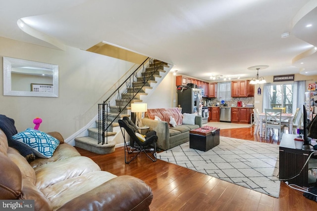 living room featuring light hardwood / wood-style flooring