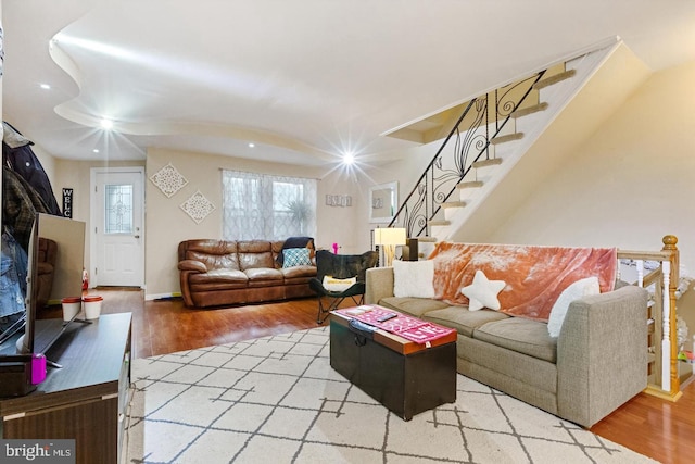 living room featuring wood-type flooring