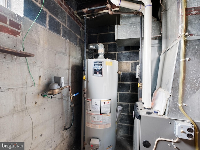 utilities featuring heating unit and gas water heater