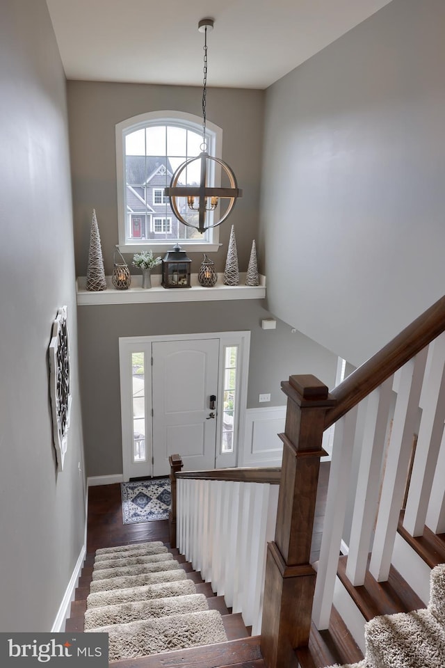 entrance foyer with dark wood-type flooring