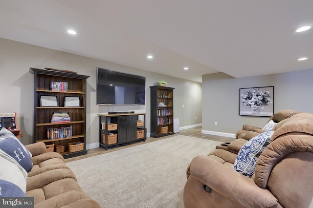 living room with light wood-type flooring