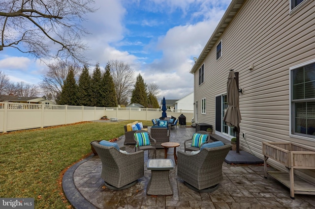 view of patio / terrace featuring an outdoor living space