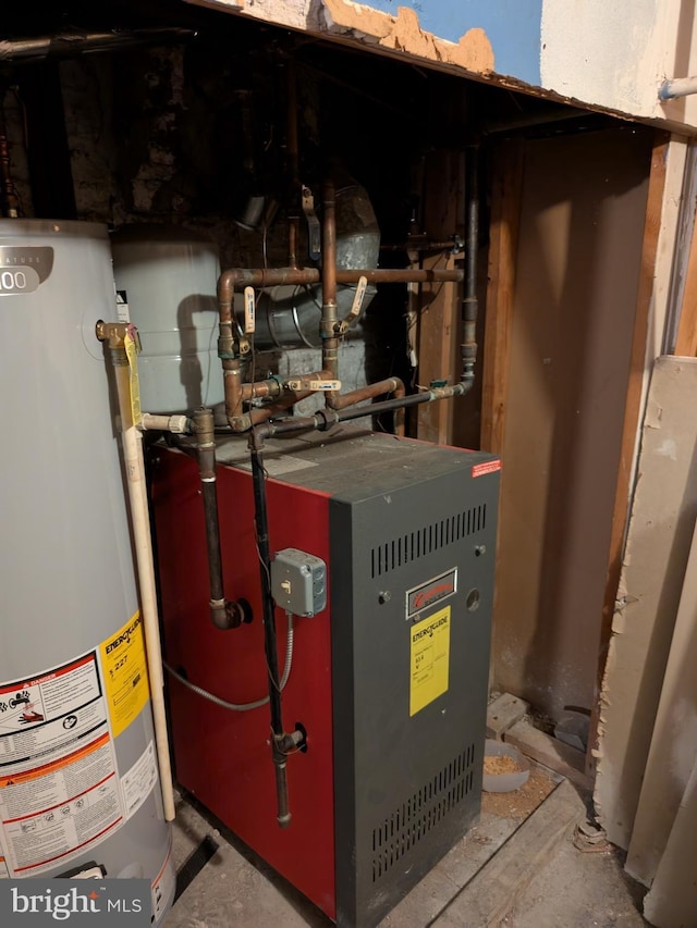 utility room with water heater