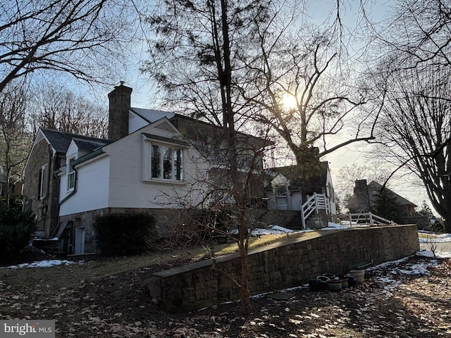 view of snow covered exterior