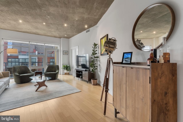 living room featuring light hardwood / wood-style floors