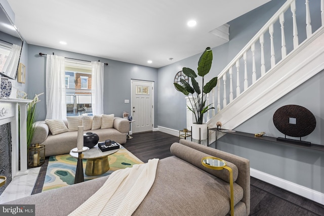 living room featuring wood-type flooring