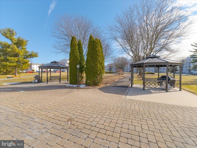 exterior space featuring a gazebo