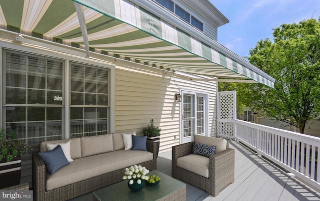 deck featuring an outdoor living space