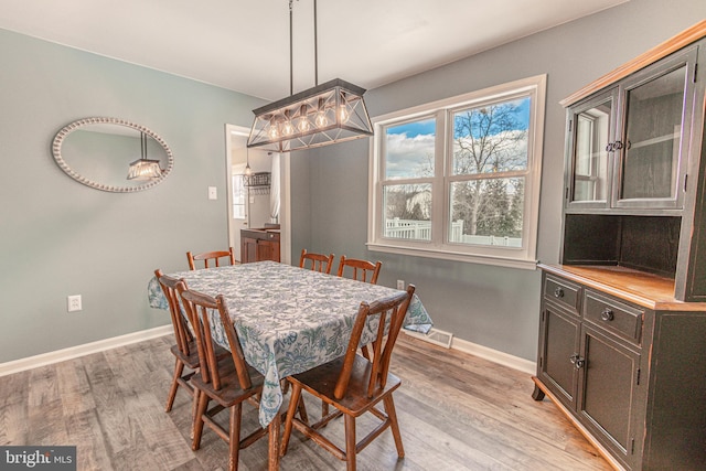 dining room with light hardwood / wood-style floors