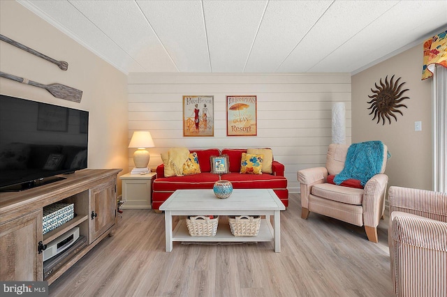 living room with light hardwood / wood-style floors