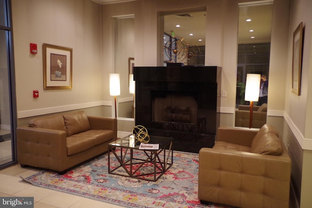 view of tiled living room