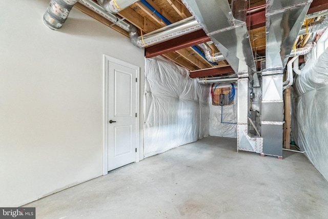 basement with heating unit