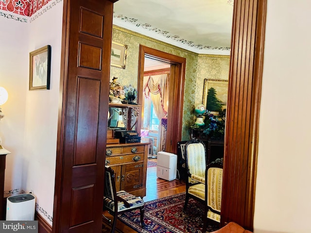 hallway featuring wood-type flooring