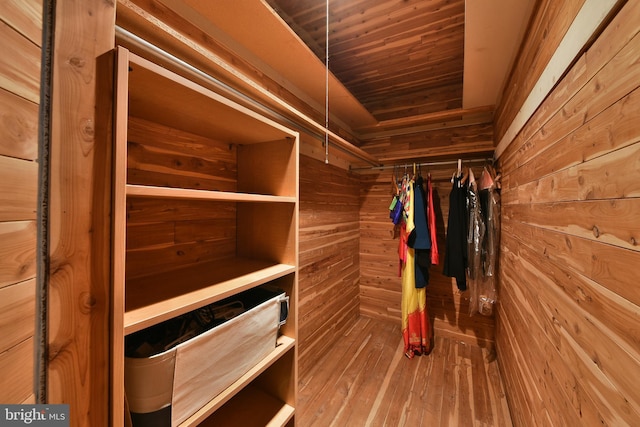 walk in closet featuring wood-type flooring