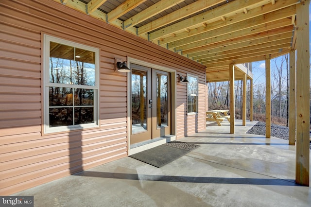 exterior space featuring french doors