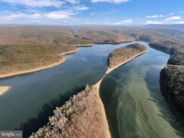 aerial view with a water and mountain view