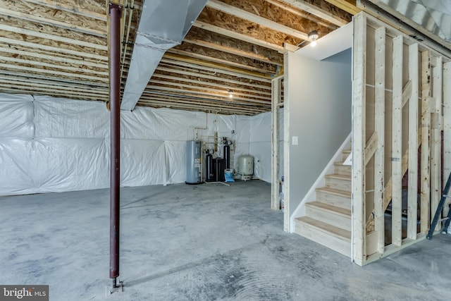 basement with electric water heater